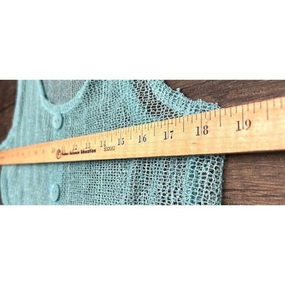 Simply Noelle Swim Coverup S/M Aqua Blue Sheer Lace Trim Summer Coquette - Picture 4 of 10